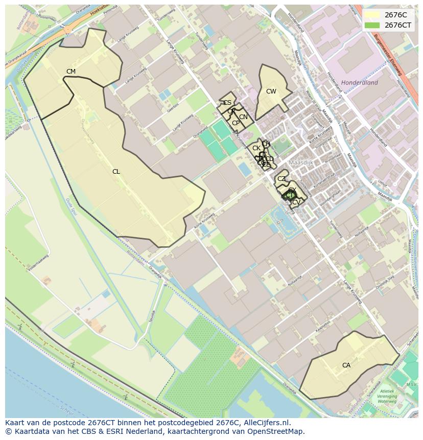 Afbeelding van het postcodegebied 2676 CT op de kaart.