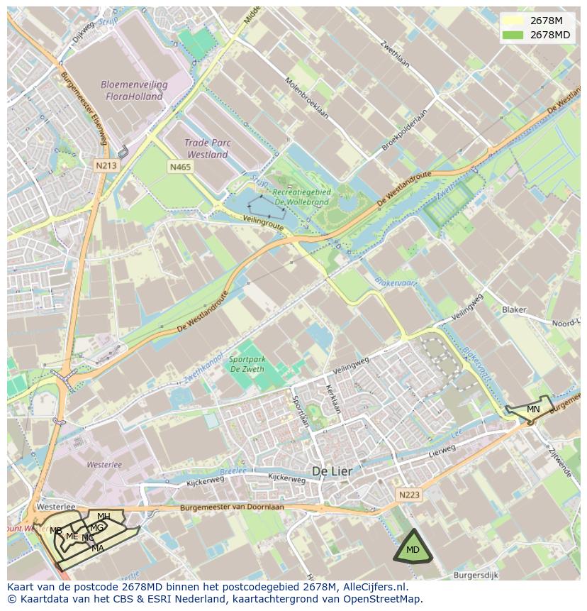 Afbeelding van het postcodegebied 2678 MD op de kaart.