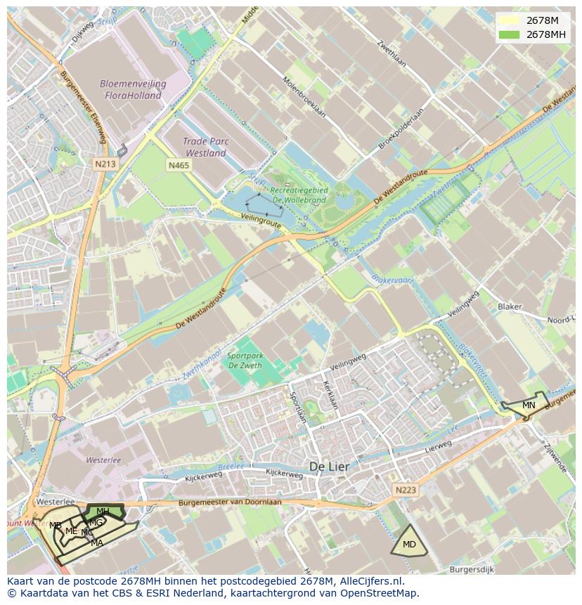 Afbeelding van het postcodegebied 2678 MH op de kaart.