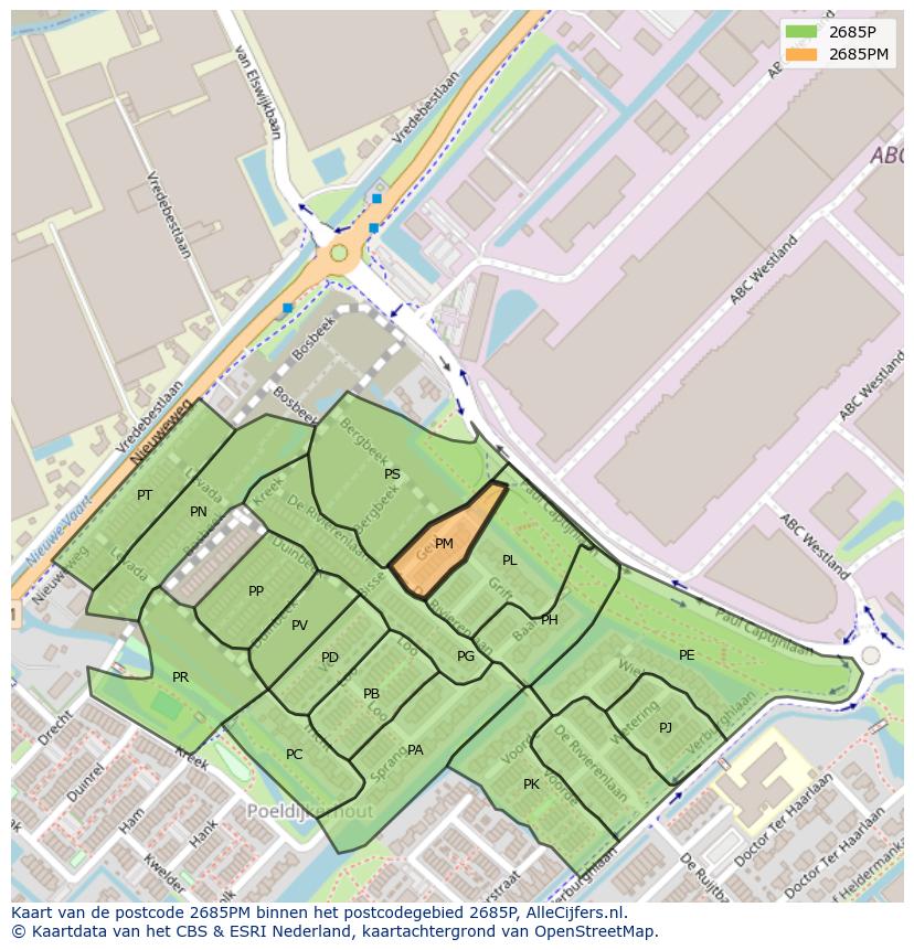 Afbeelding van het postcodegebied 2685 PM op de kaart.