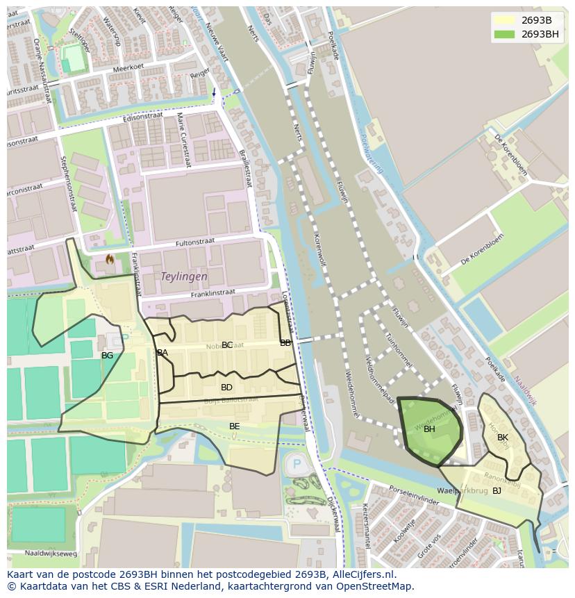 Afbeelding van het postcodegebied 2693 BH op de kaart.