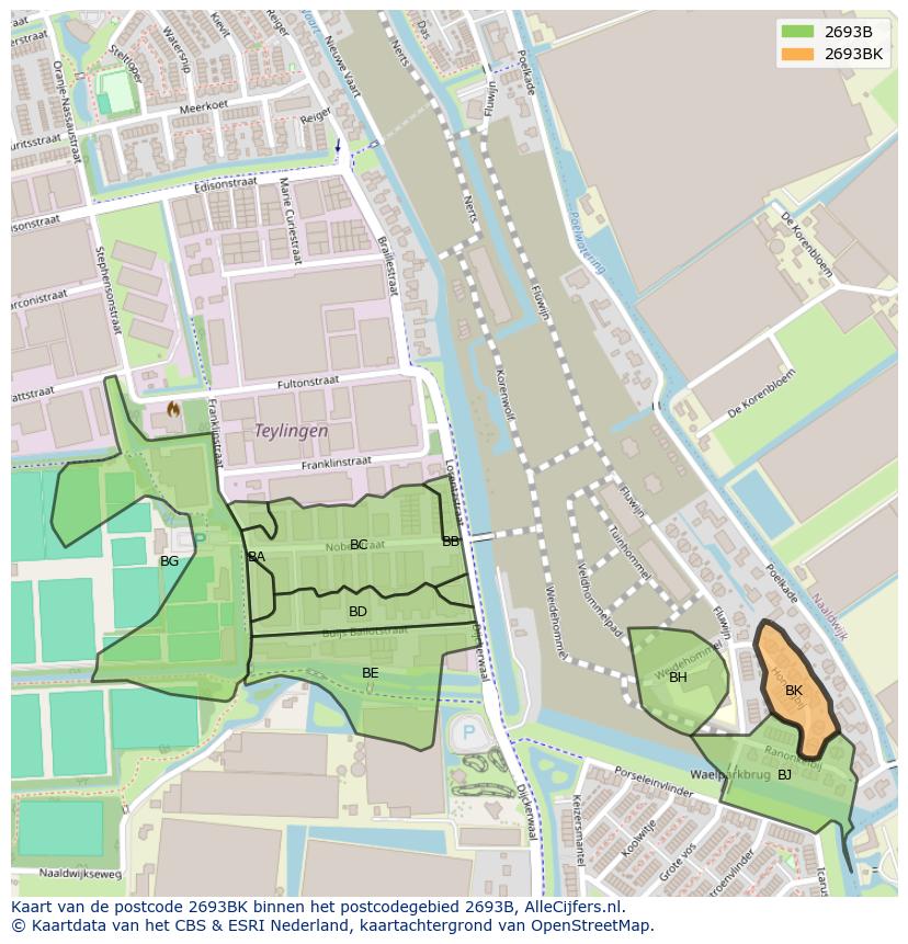 Afbeelding van het postcodegebied 2693 BK op de kaart.