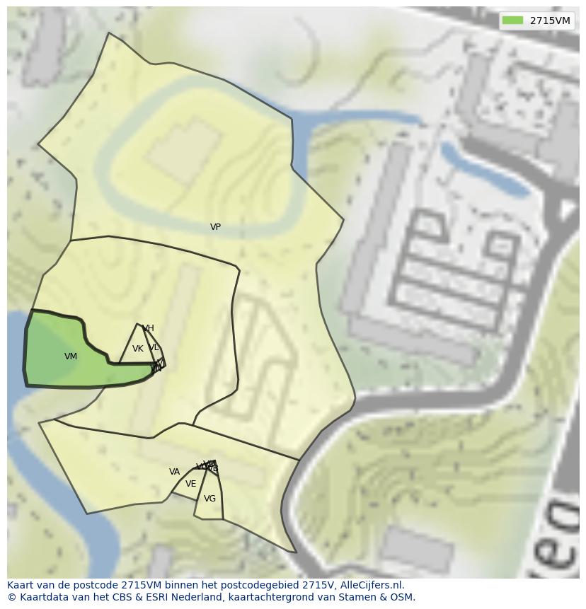 Afbeelding van het postcodegebied 2715 VM op de kaart.