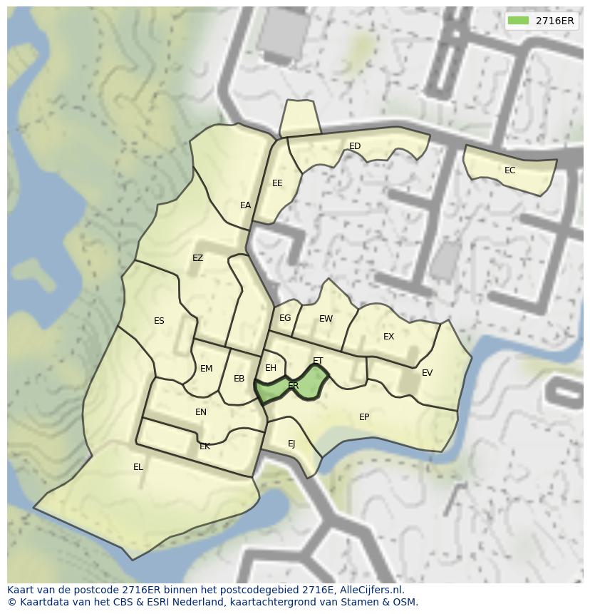 Afbeelding van het postcodegebied 2716 ER op de kaart.