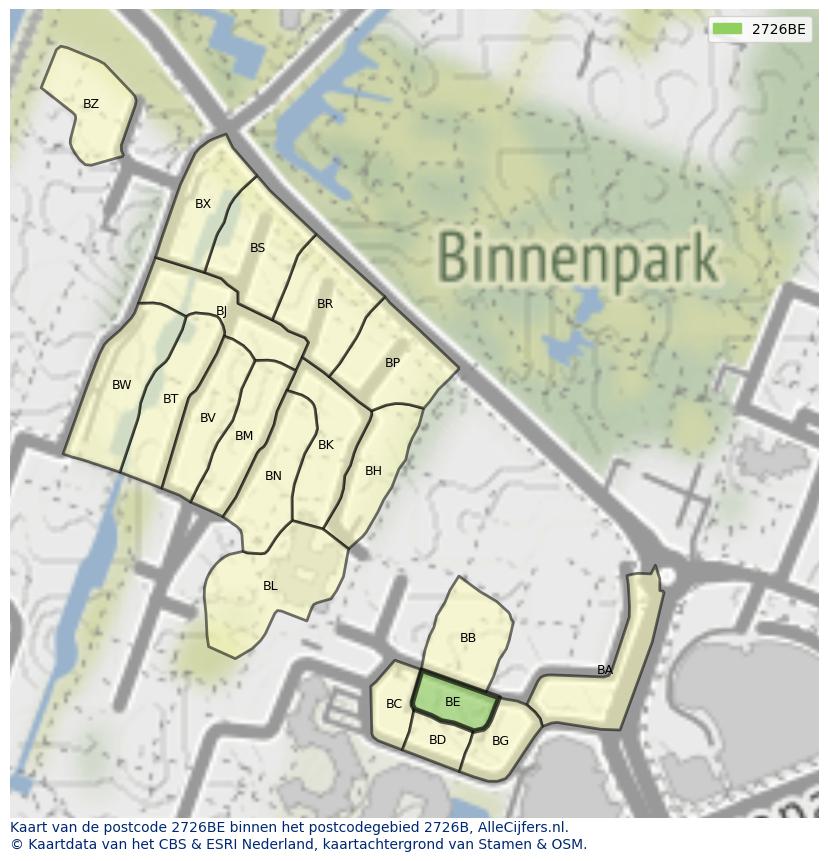 Afbeelding van het postcodegebied 2726 BE op de kaart.