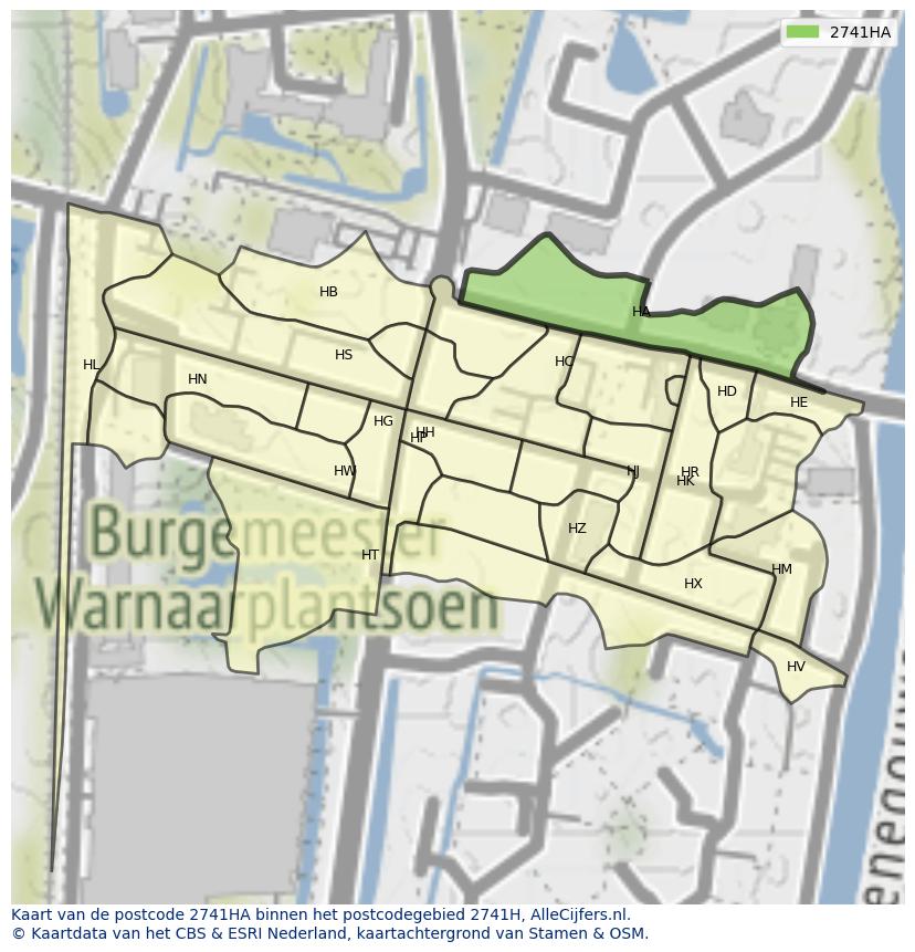Afbeelding van het postcodegebied 2741 HA op de kaart.