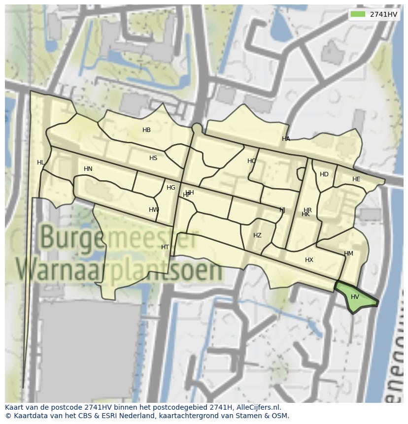 Afbeelding van het postcodegebied 2741 HV op de kaart.