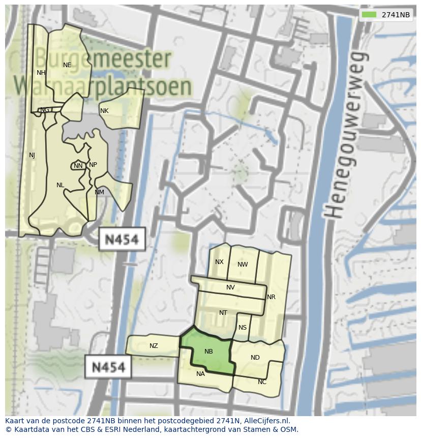 Afbeelding van het postcodegebied 2741 NB op de kaart.