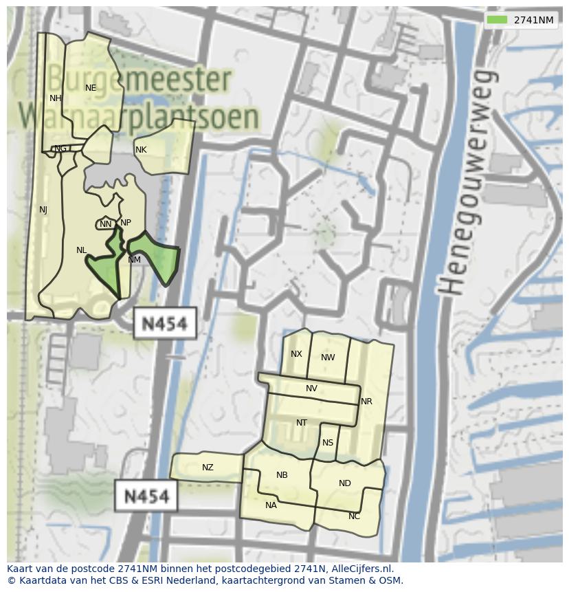 Afbeelding van het postcodegebied 2741 NM op de kaart.