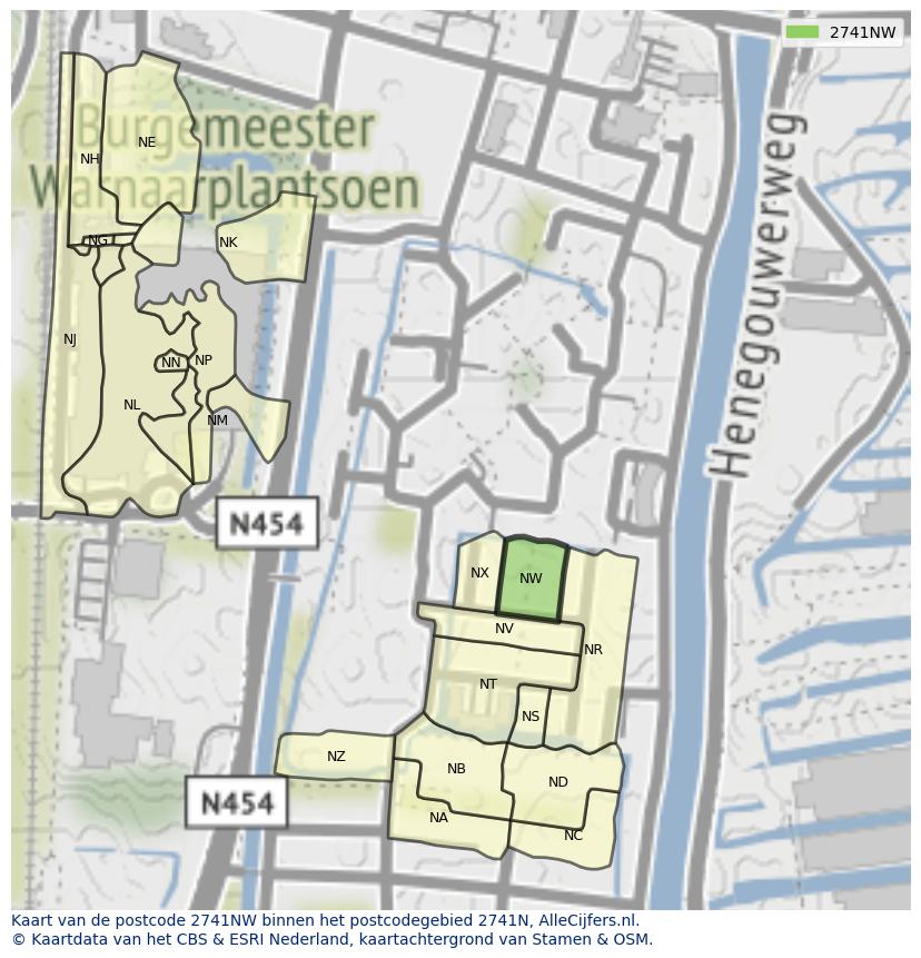 Afbeelding van het postcodegebied 2741 NW op de kaart.