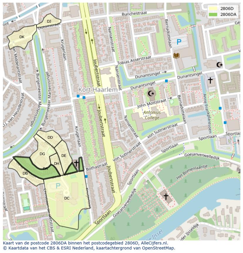 Afbeelding van het postcodegebied 2806 DA op de kaart.
