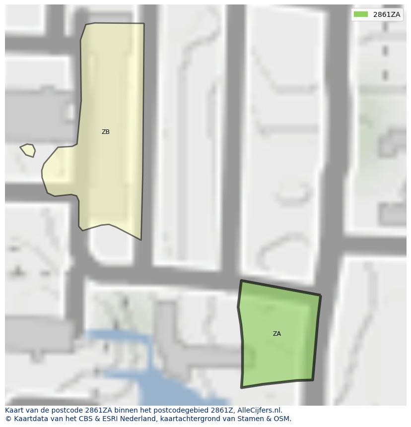 Afbeelding van het postcodegebied 2861 ZA op de kaart.