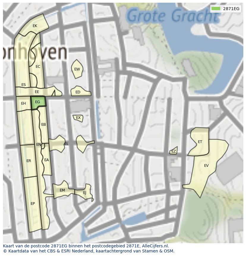 Afbeelding van het postcodegebied 2871 EG op de kaart.