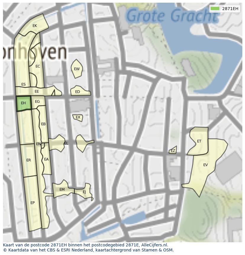 Afbeelding van het postcodegebied 2871 EH op de kaart.