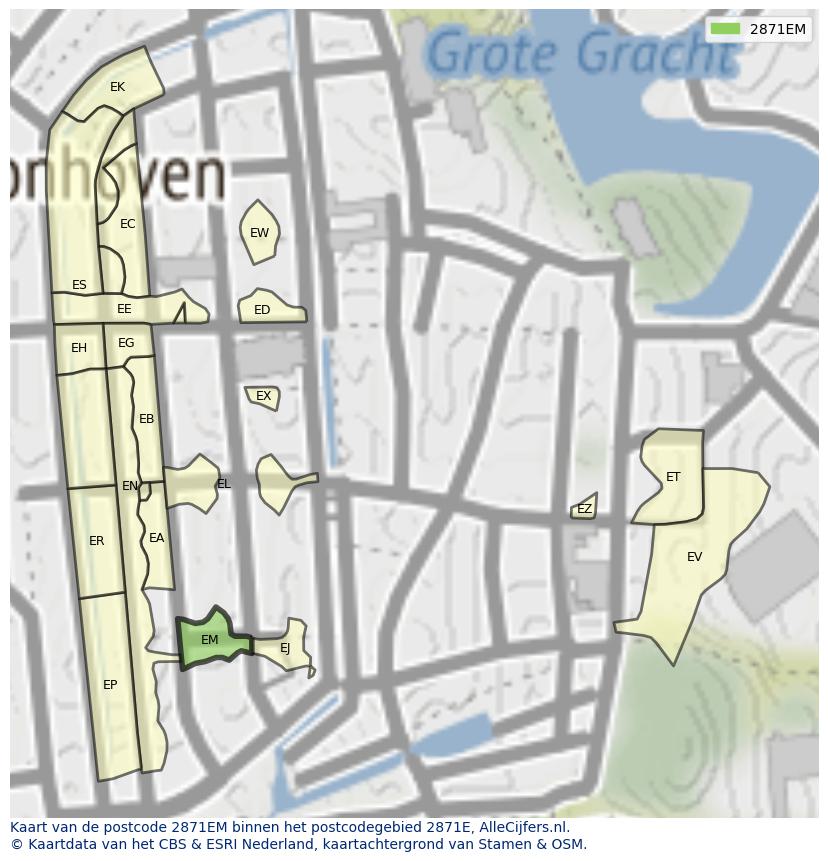 Afbeelding van het postcodegebied 2871 EM op de kaart.