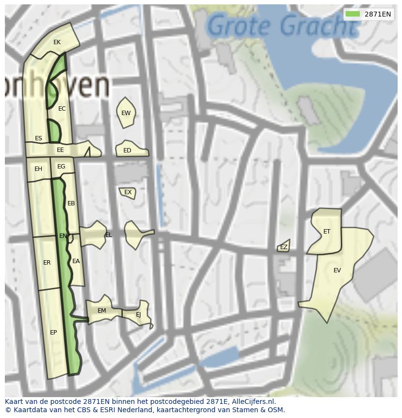 Afbeelding van het postcodegebied 2871 EN op de kaart.