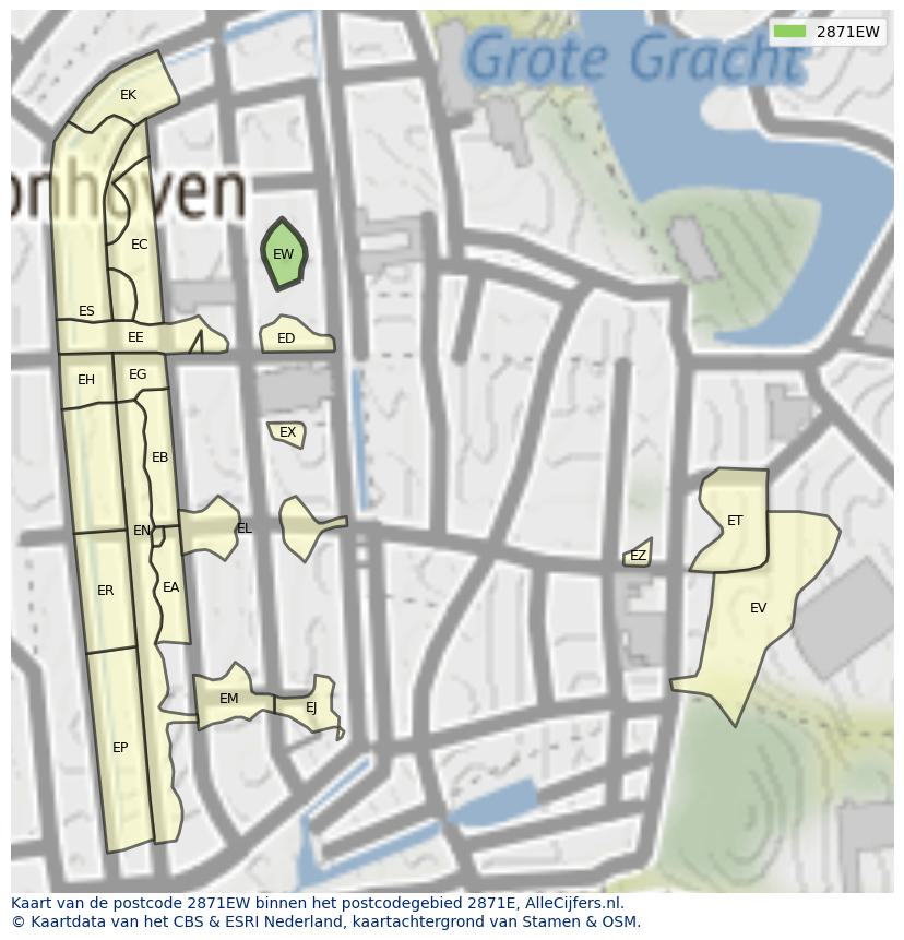 Afbeelding van het postcodegebied 2871 EW op de kaart.