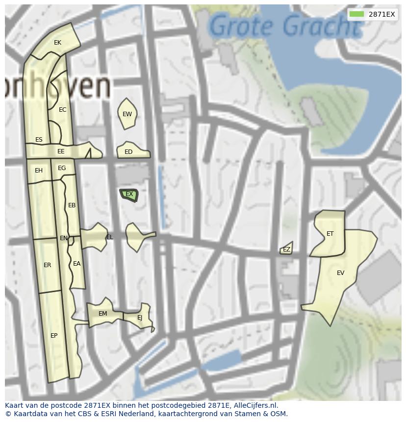 Afbeelding van het postcodegebied 2871 EX op de kaart.