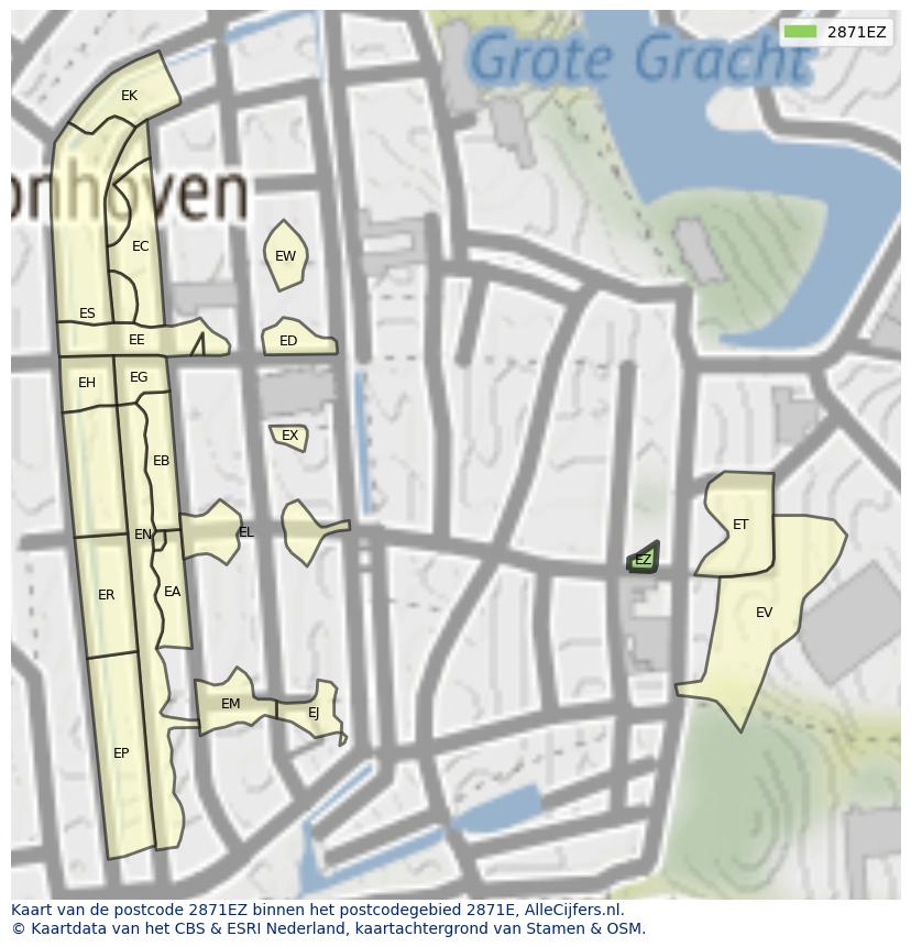 Afbeelding van het postcodegebied 2871 EZ op de kaart.