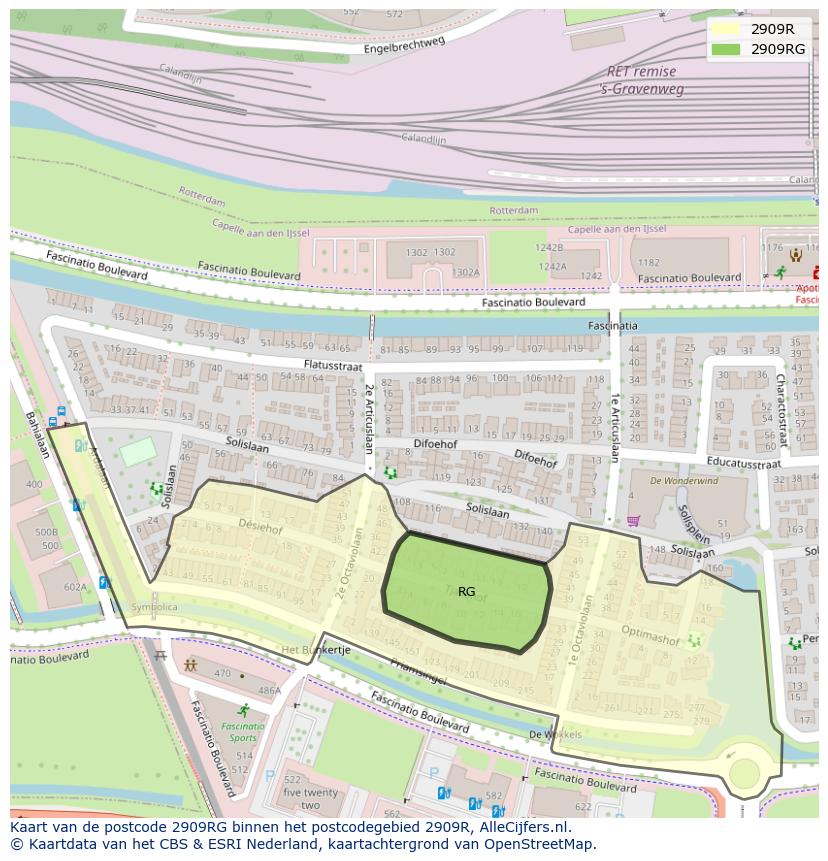 Afbeelding van het postcodegebied 2909 RG op de kaart.