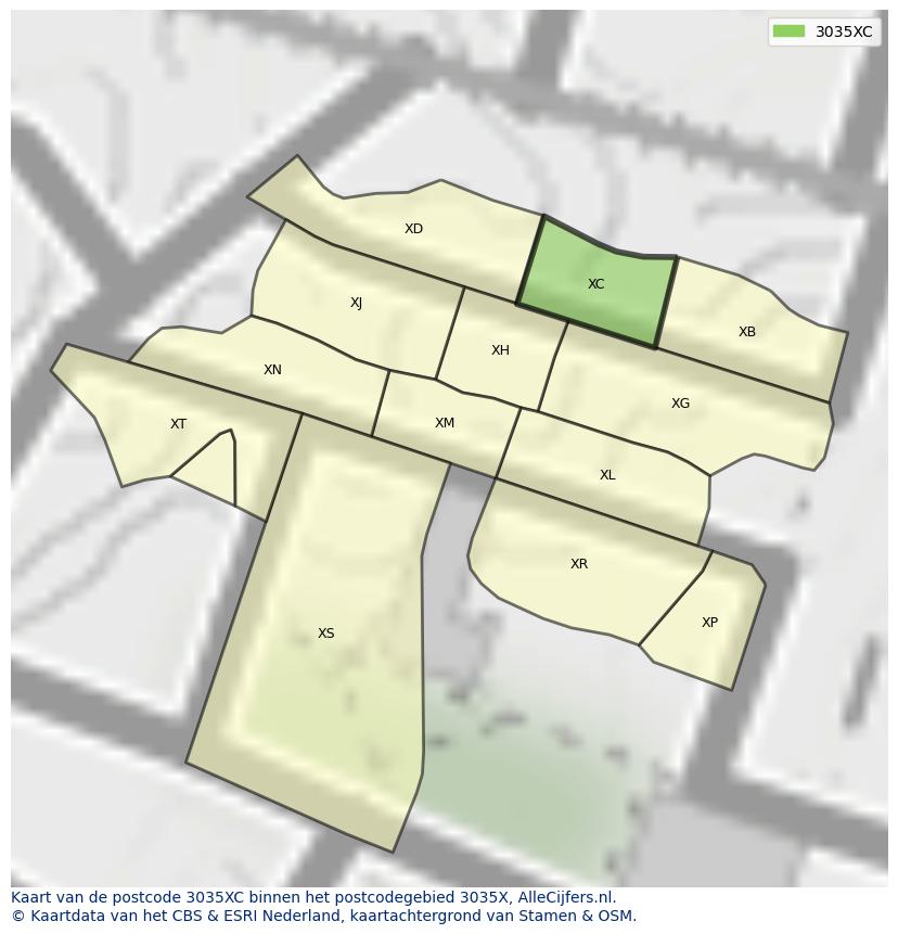 Afbeelding van het postcodegebied 3035 XC op de kaart.