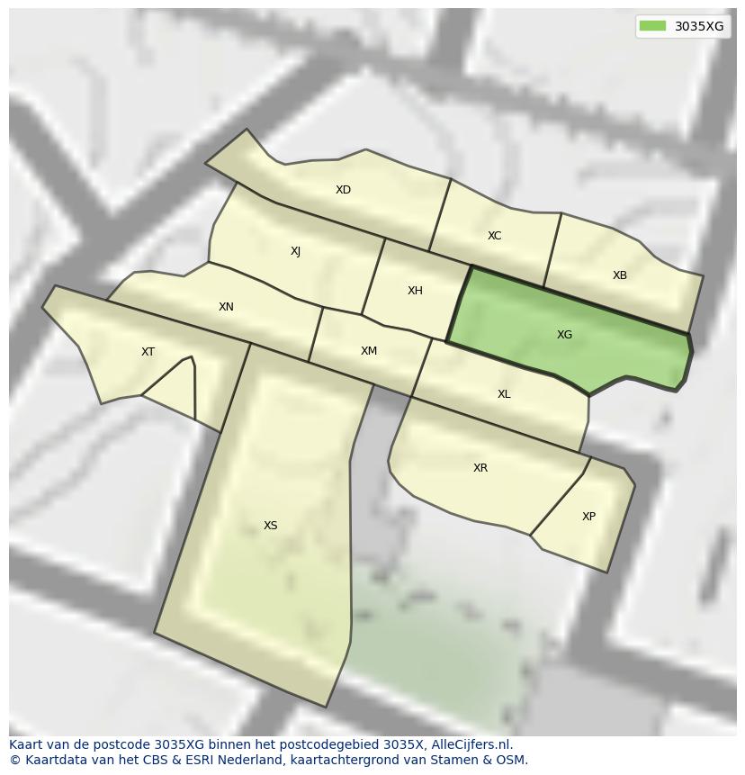 Afbeelding van het postcodegebied 3035 XG op de kaart.