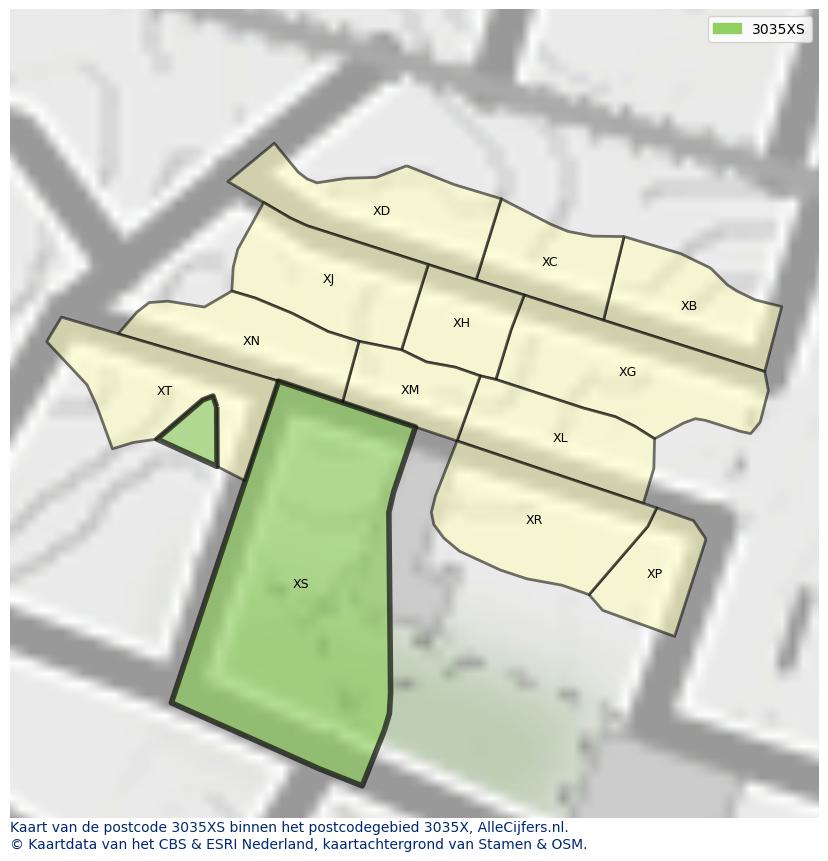 Afbeelding van het postcodegebied 3035 XS op de kaart.