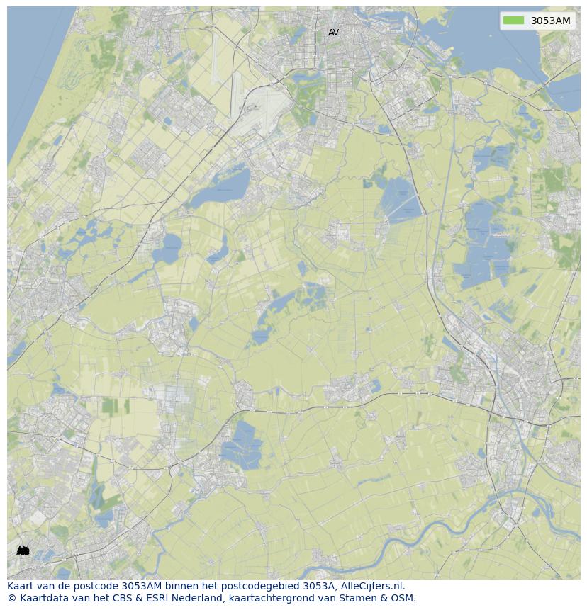 Afbeelding van het postcodegebied 3053 AM op de kaart.