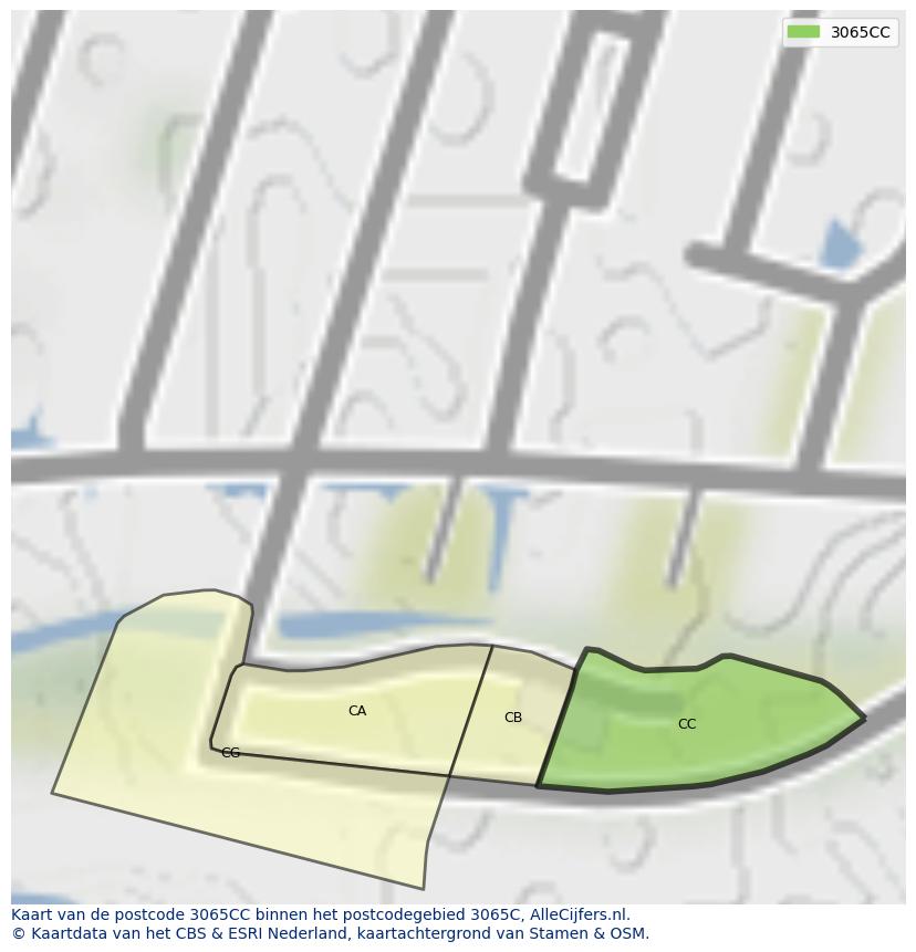Afbeelding van het postcodegebied 3065 CC op de kaart.
