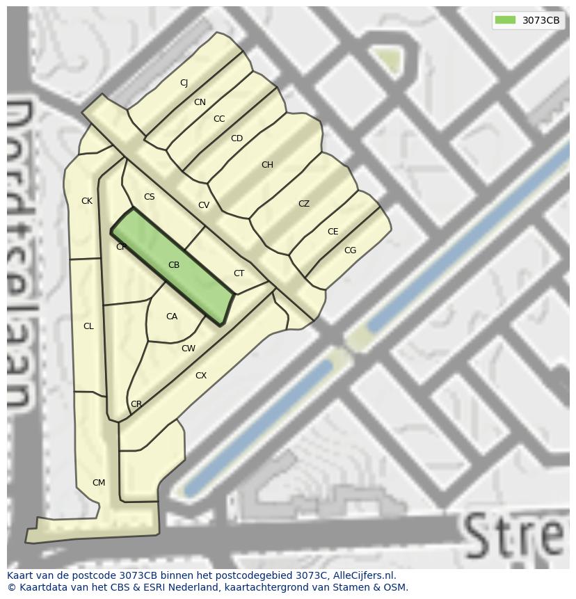 Afbeelding van het postcodegebied 3073 CB op de kaart.