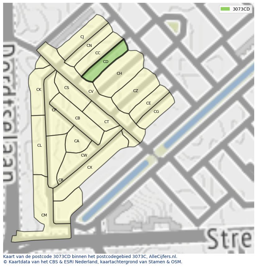 Afbeelding van het postcodegebied 3073 CD op de kaart.