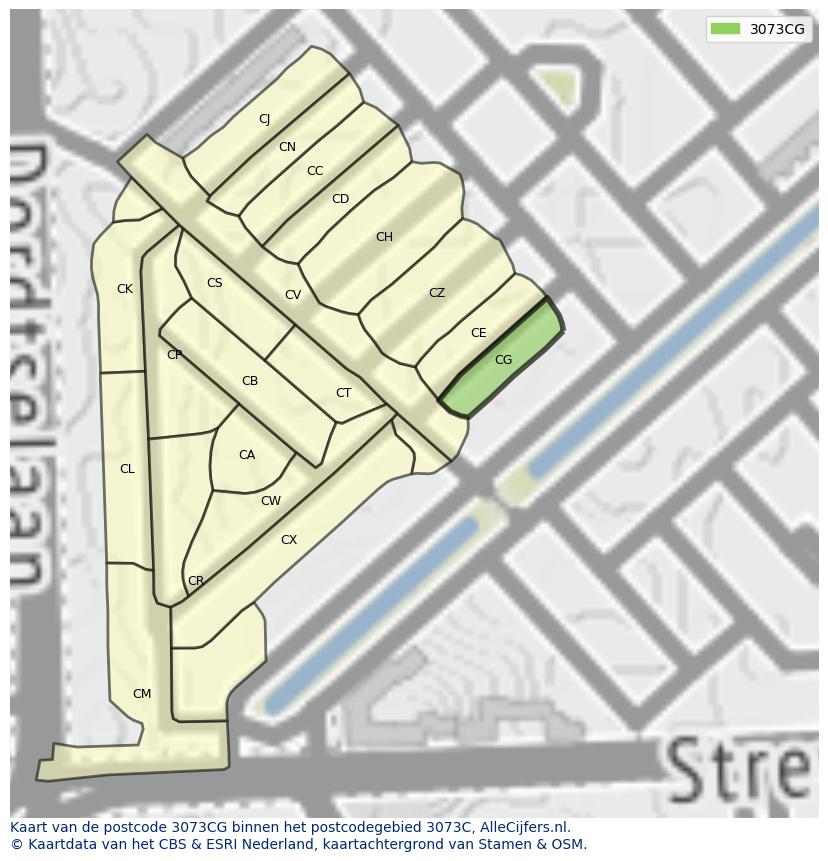 Afbeelding van het postcodegebied 3073 CG op de kaart.