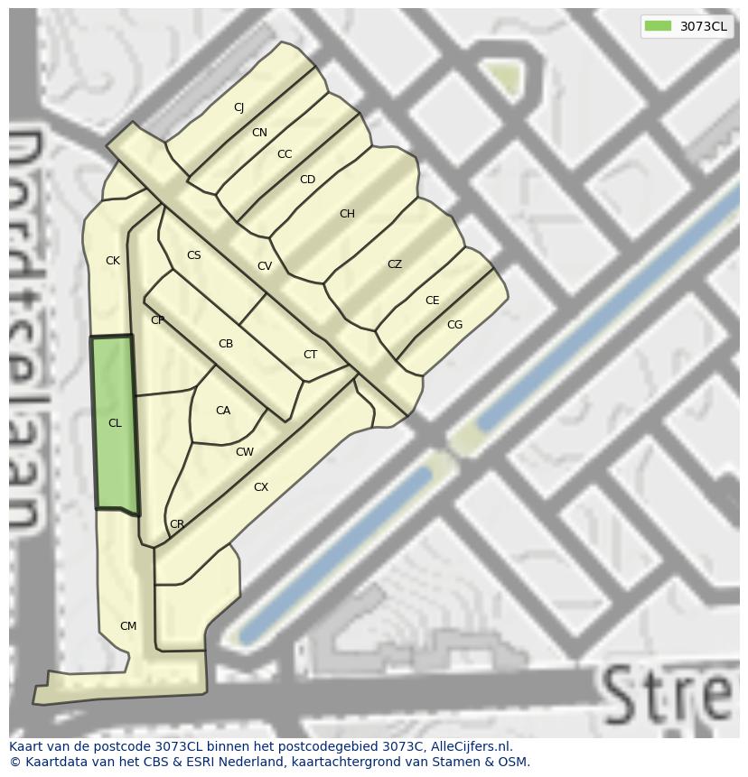Afbeelding van het postcodegebied 3073 CL op de kaart.