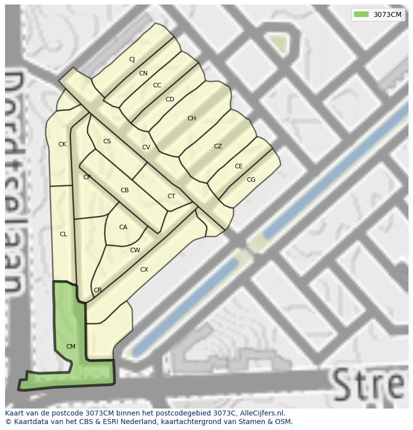 Afbeelding van het postcodegebied 3073 CM op de kaart.