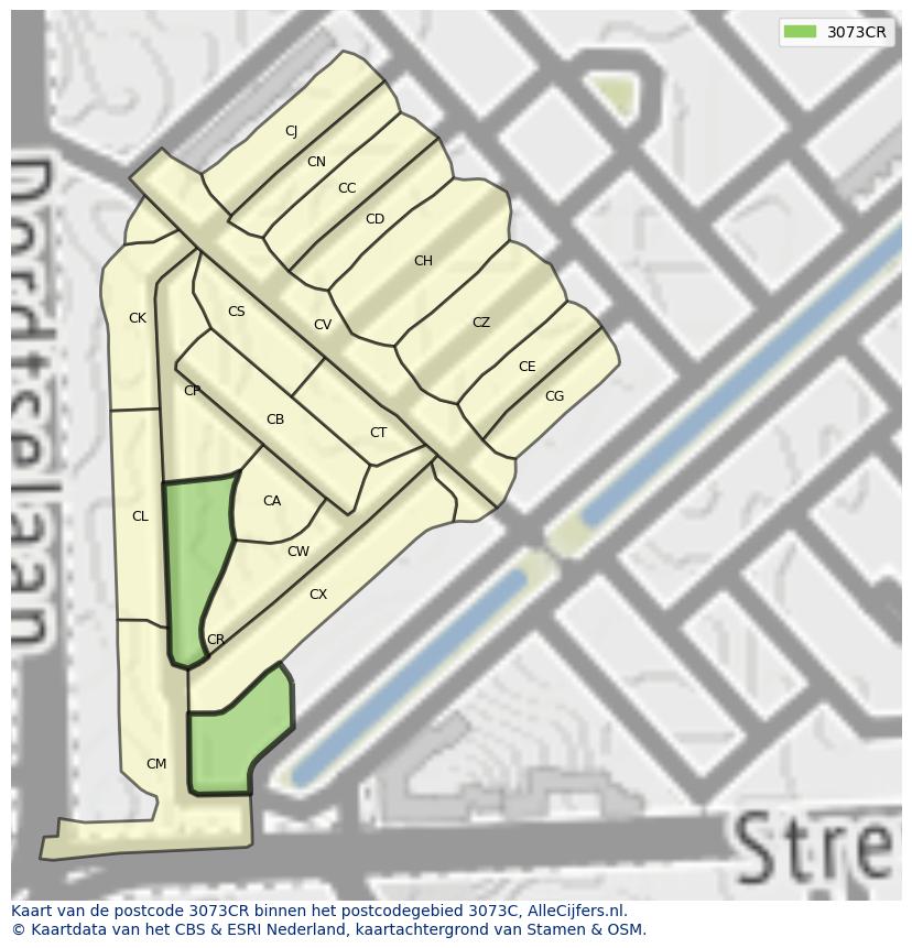 Afbeelding van het postcodegebied 3073 CR op de kaart.