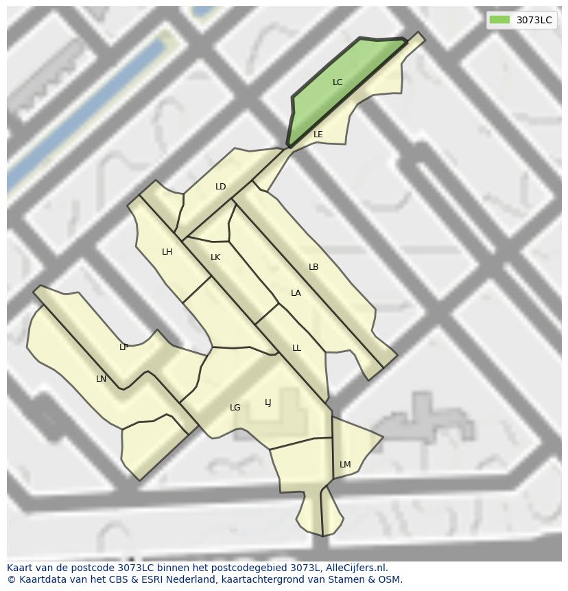 Afbeelding van het postcodegebied 3073 LC op de kaart.