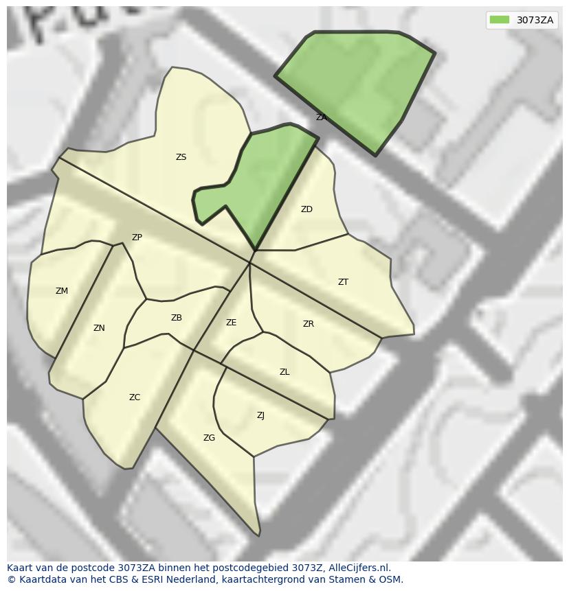 Afbeelding van het postcodegebied 3073 ZA op de kaart.