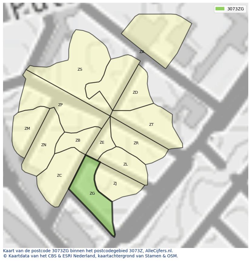 Afbeelding van het postcodegebied 3073 ZG op de kaart.