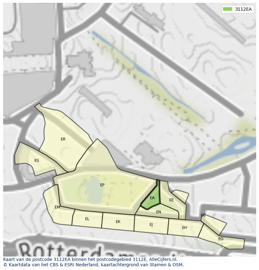 Afbeelding van het postcodegebied 3112 EA op de kaart.