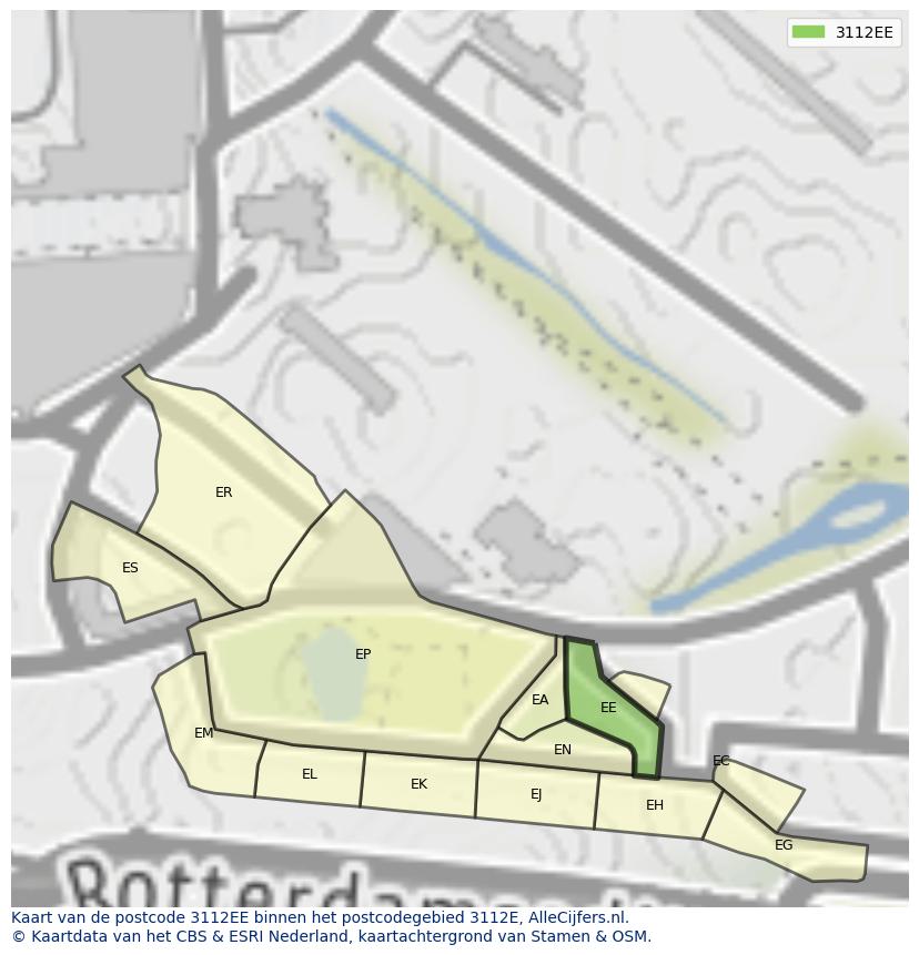 Afbeelding van het postcodegebied 3112 EE op de kaart.