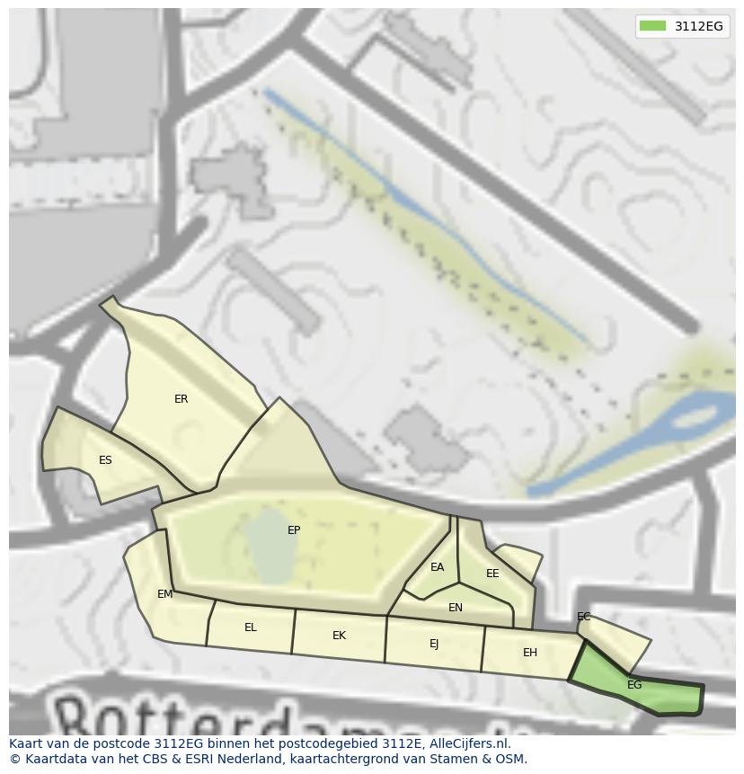 Afbeelding van het postcodegebied 3112 EG op de kaart.