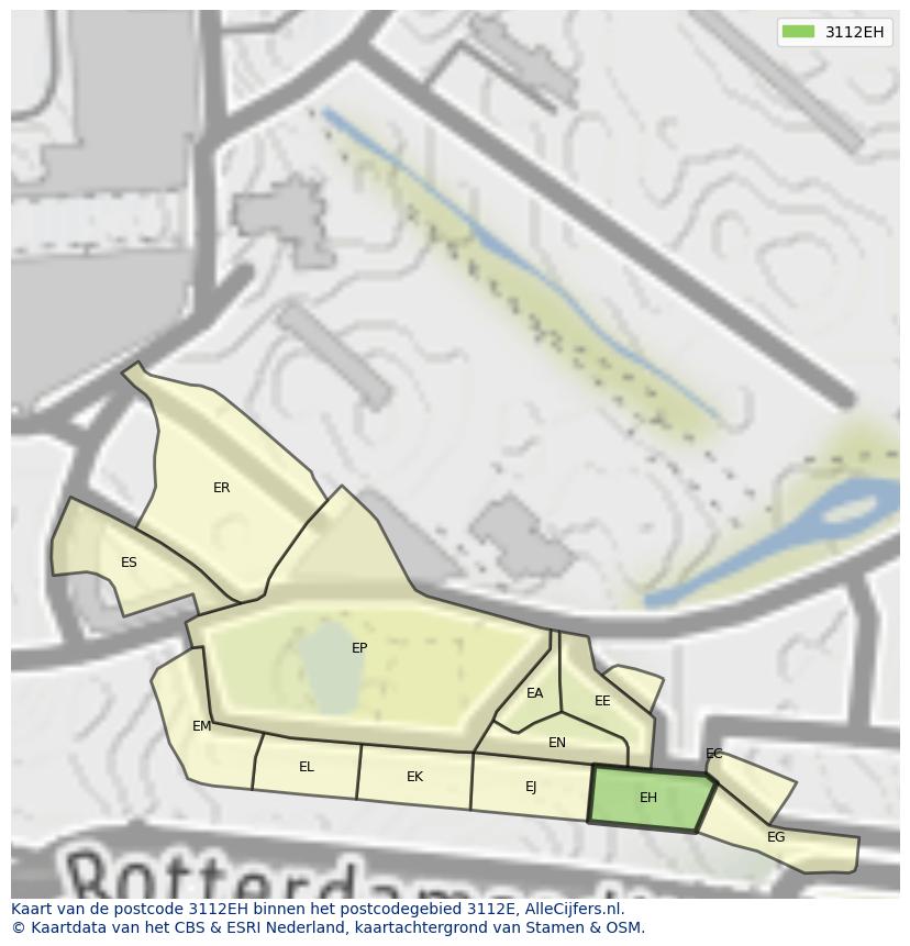 Afbeelding van het postcodegebied 3112 EH op de kaart.