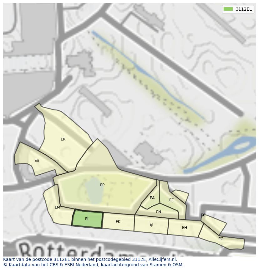 Afbeelding van het postcodegebied 3112 EL op de kaart.