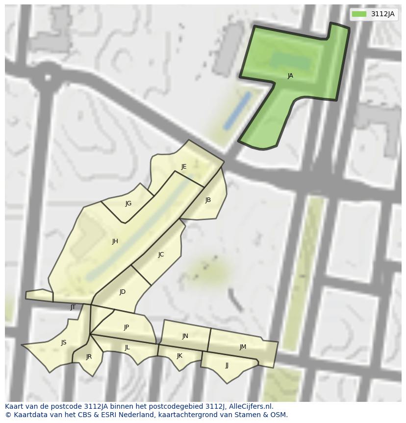 Afbeelding van het postcodegebied 3112 JA op de kaart.