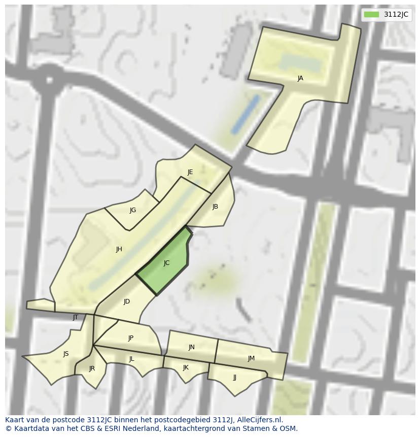 Afbeelding van het postcodegebied 3112 JC op de kaart.