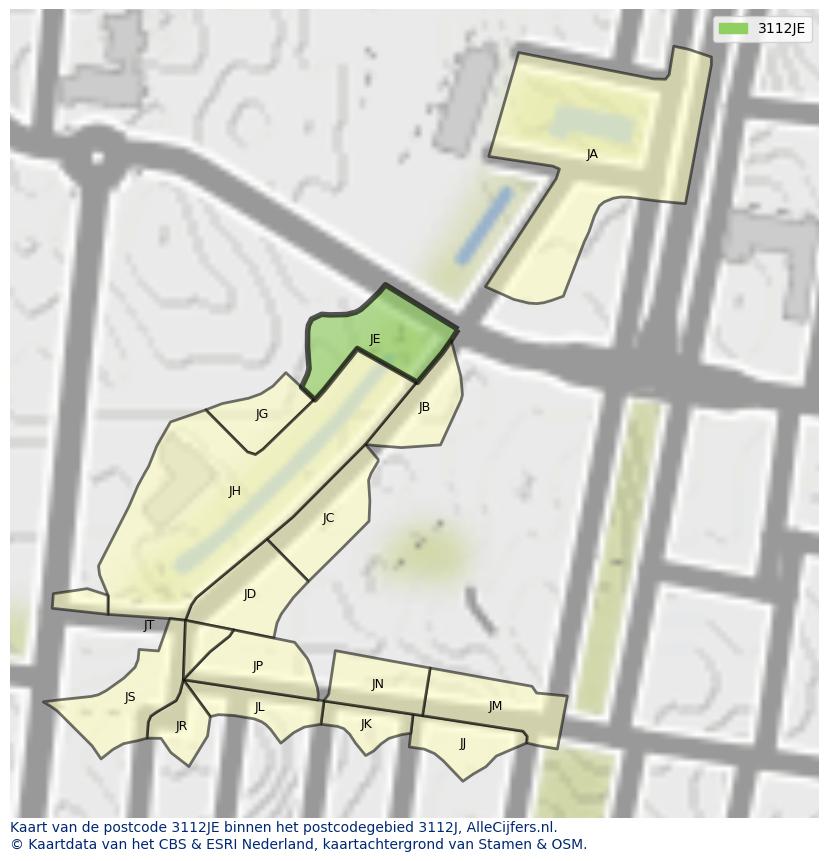 Afbeelding van het postcodegebied 3112 JE op de kaart.