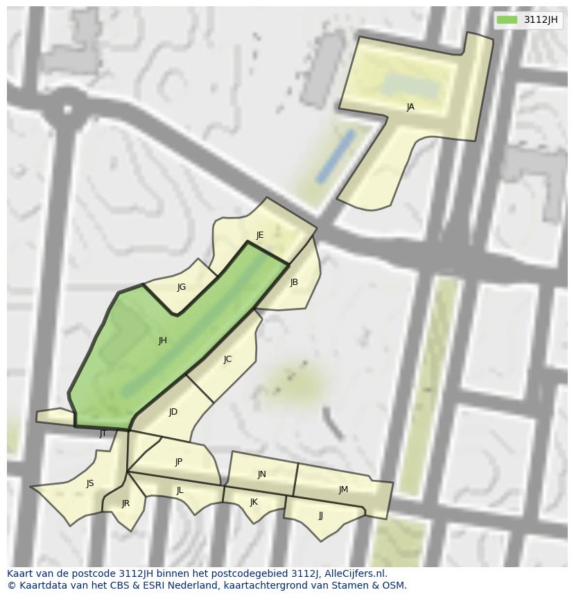 Afbeelding van het postcodegebied 3112 JH op de kaart.