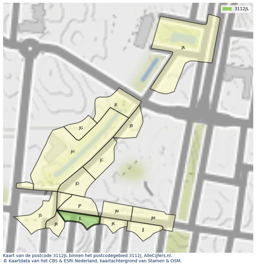 Afbeelding van het postcodegebied 3112 JL op de kaart.
