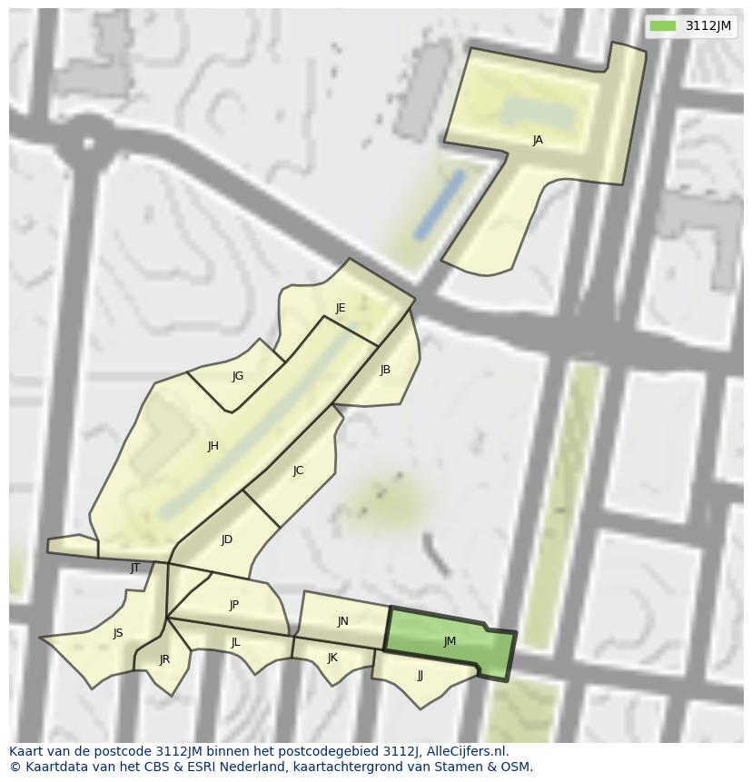 Afbeelding van het postcodegebied 3112 JM op de kaart.