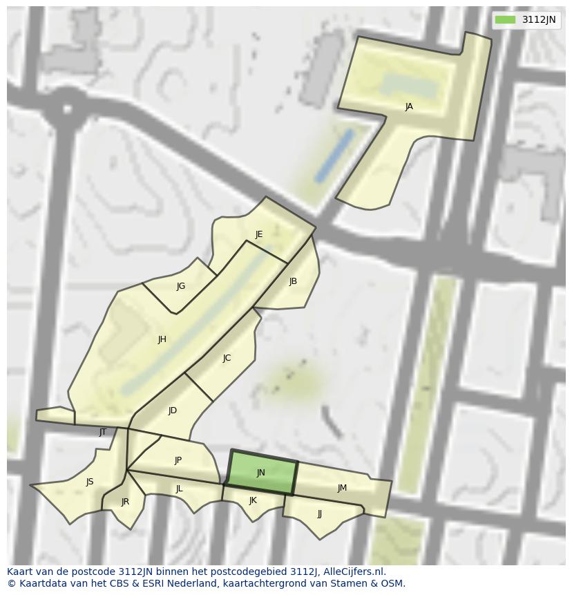 Afbeelding van het postcodegebied 3112 JN op de kaart.